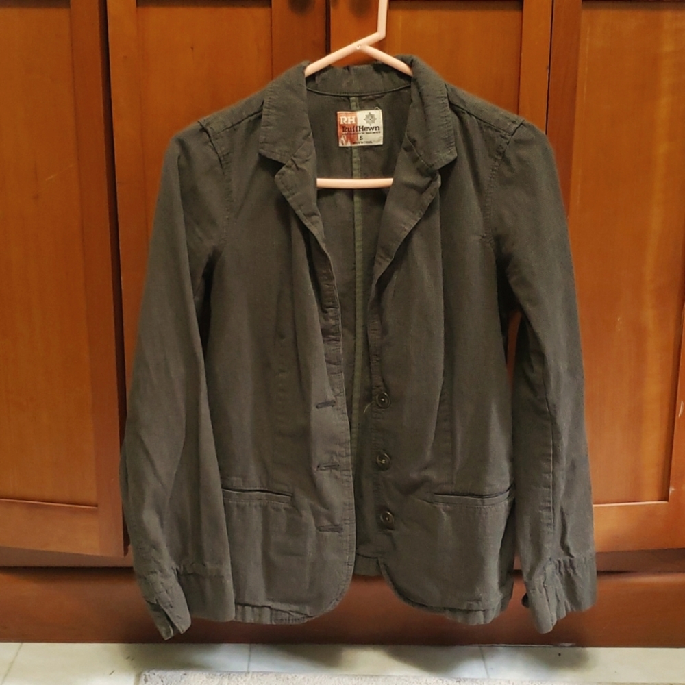 Ruff Hewn Casual Olive Green Blazer Jacket, Size Small